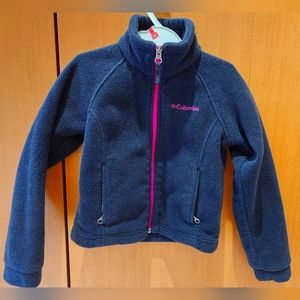 Columbia Jacket kids, xxs (4/5) black Pink Full Zip Up Sweater Fleece Soft